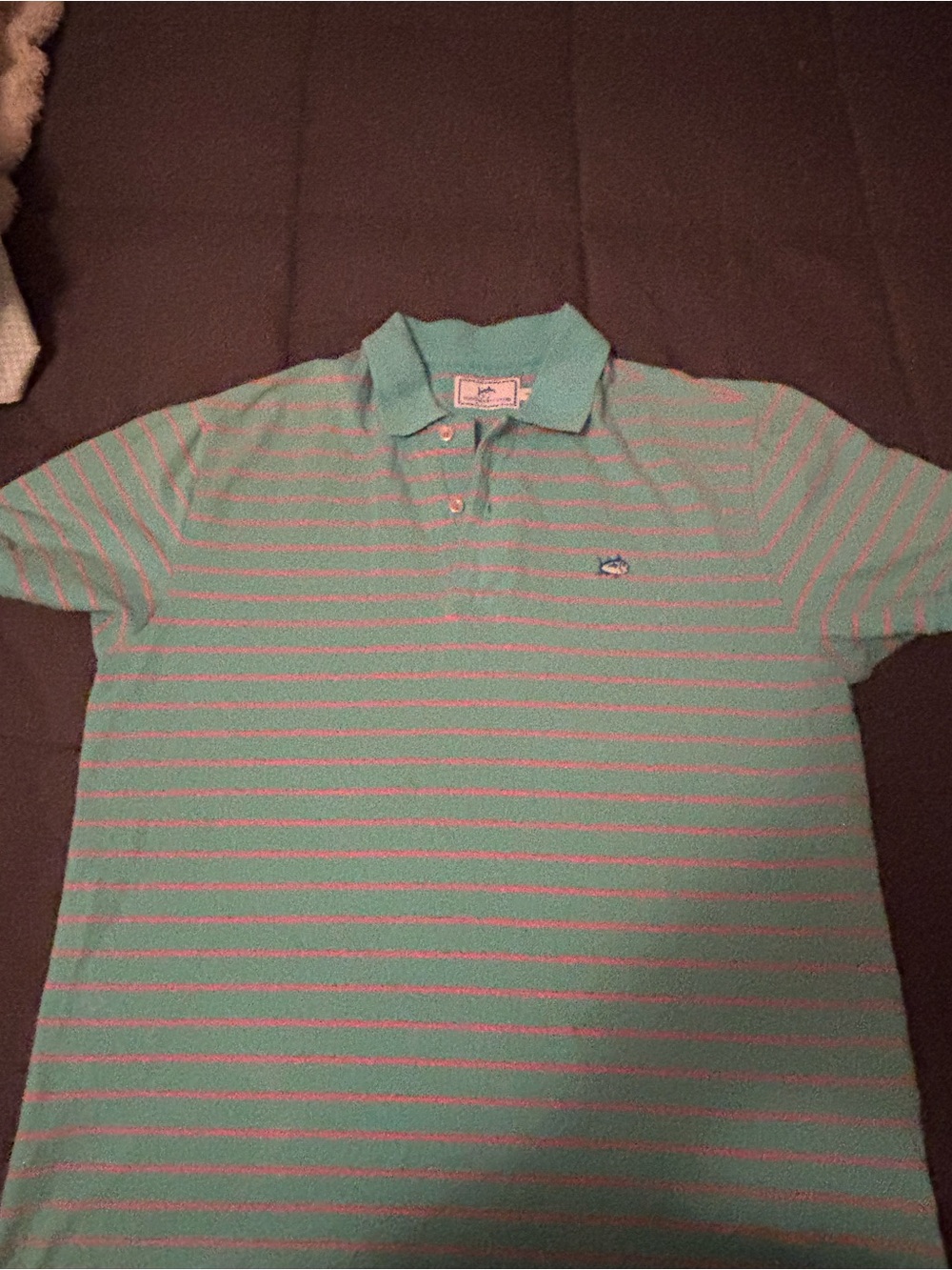 Southern Tide Mint Green Polo with Pink Stripes